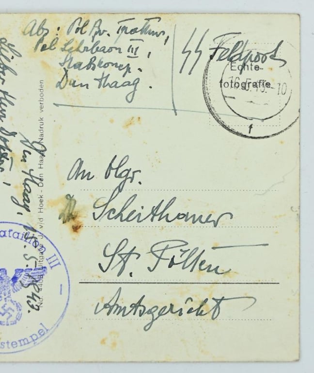 Dutch SS Feldpost 'Polizei-Lehr- bataillon III'
