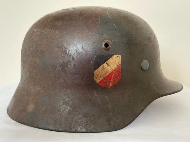 M35 GERMAN WWII DOUBLE DECAL CAMOUFLAGE LUFTWAFFE HELMET
