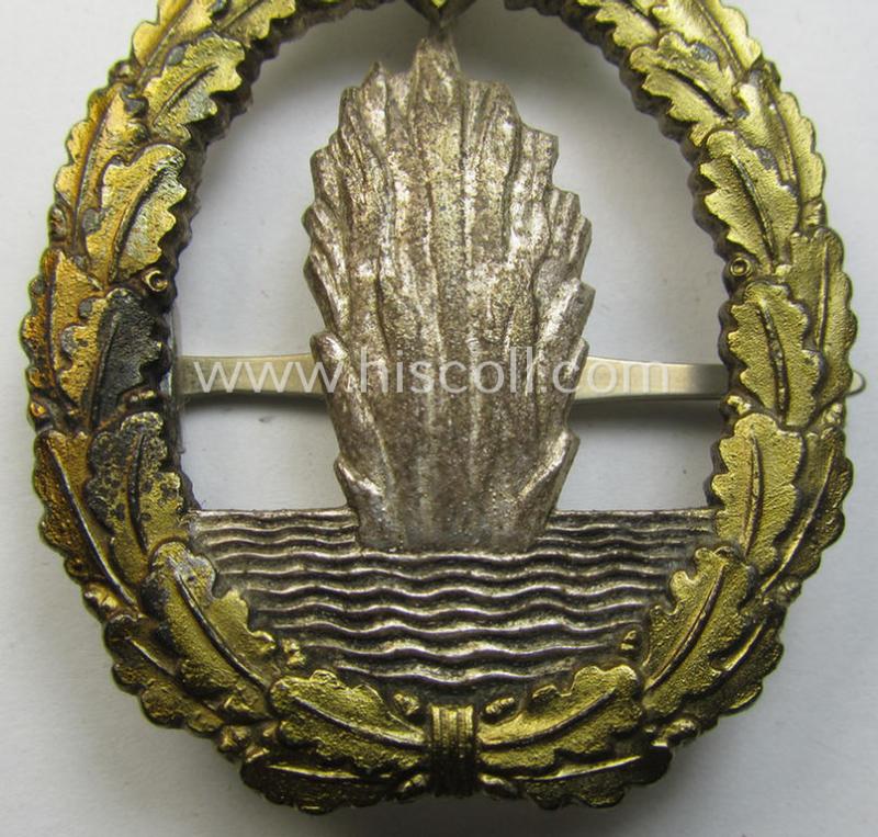 WH (KM) 'Kriegsabzeichen für Minensuch-, U-Boot-Jagd und Sicherungs-Verbände' (being a non-marked example as produced by the 'Wilh. Deumer'-company) as was executed in multi-coloured 'Buntmetall' and that comes with its miniature as found