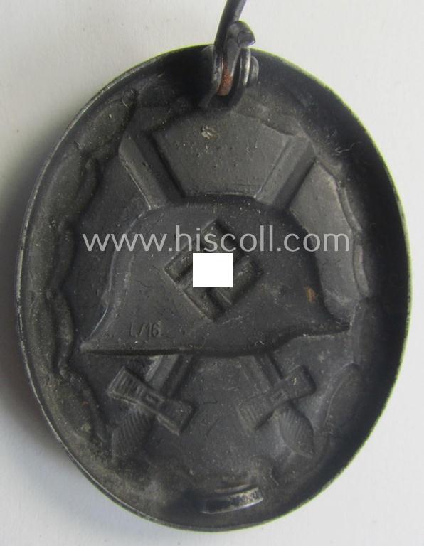 Maker- ie. 'L/16'-marked! - example of a black-class wound-badge (or: 'Verwundeten-Abzeichen in Schwarz') being an example as was produced by the: 'Steinhauer & Lück'-company