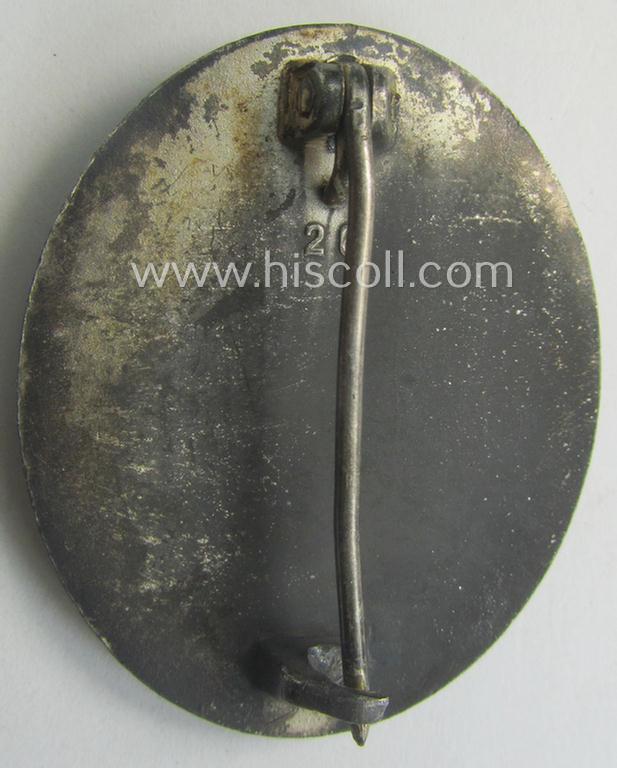 'Verwundeten-Abzeichen in Silber' being a clearly maker- (ie. '26'-) marked- and typical zinc- (ie. 'Feinzink'-) based example as was produced by the desirable maker: 'B.H. Mayer's Kunstprägeanstalt'