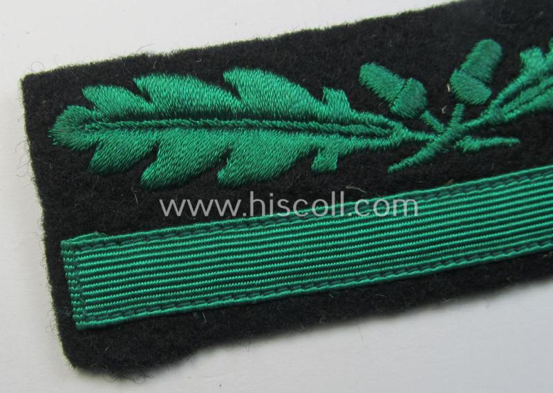 Attractive, Waffen-SS officers'-pattern, rank-insignia-bar (as was specifically intended for usage on the camouflaged-attire) as was used by an officer holding the rank of: 'Leutnant' (ie.: 'Waffen-SS Untersturmführer')