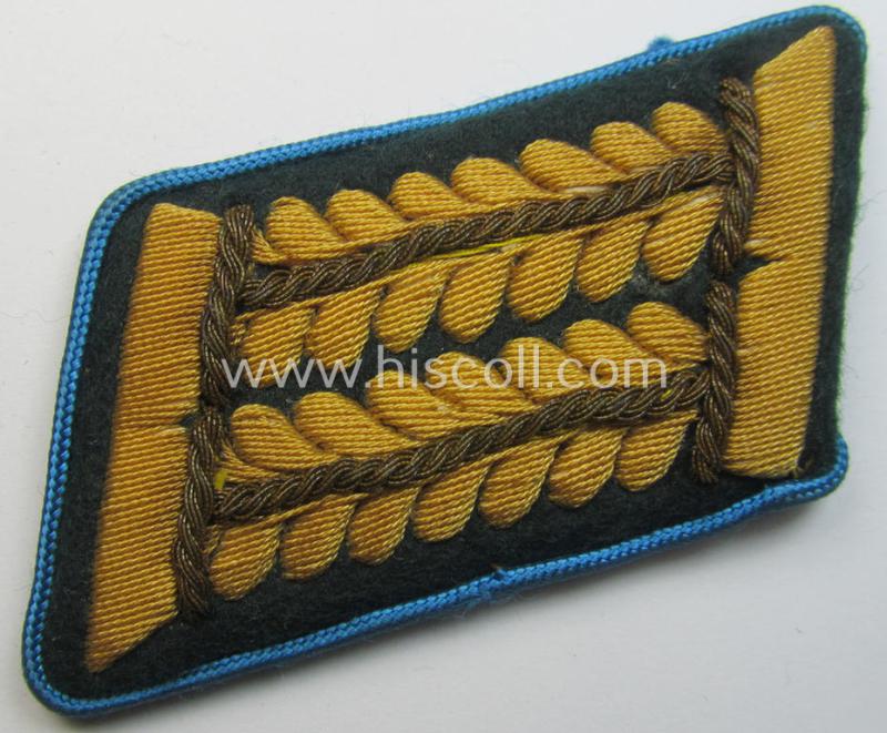 Superb - and fully matching and/or scarcely encountered! - pair of WH (Heeres) hand-embroidered, high-ranked officers'-type collar-patches as was intended for - and with certainty worn by! - a: 'Wehrmachtsbeamte des höheren Dienstes'