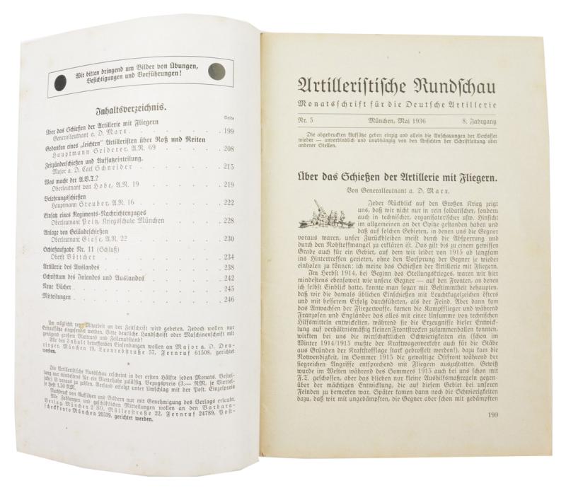 German WH Magazine 'Artilleristische Rundschau' 1936