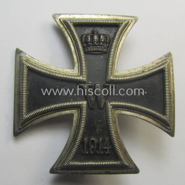 WWI-period 'Eisernes Kreuz 1. Klasse' being a minimally converse-shaped and/or (partly) genuine silver-basedexample that is totally void of a makers'-designation