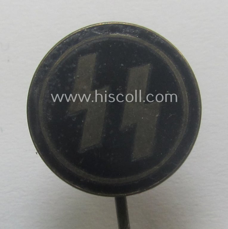 SS (ie. 'Allgemeine SS') civil-attire badge (ie. 'Zivilabzeichen der SS') being a detailed example that shows a clearly-present makers'-designation and unique serial-number ('13381')