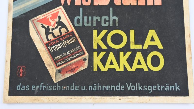 German Third Reich Advertising Sign 'Kola Kakao'