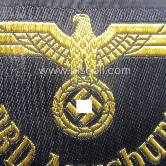 RB- ('Reichsbahn'-) related arm-eagle as executed in 'BeVo'-weave style as was intended for an official of the: 'Deutsche Reichsbahn' ie. the 'RBD Augsburg' (or: 'Reichsbahndirektion Augsburg')