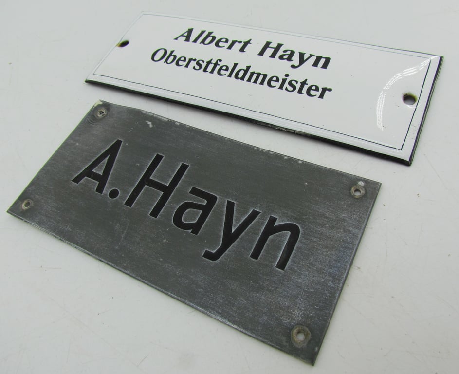 RAD (Reichsarbeitsdienst) Oberstfeldmeister Albert Hayn – Personal Name Plates