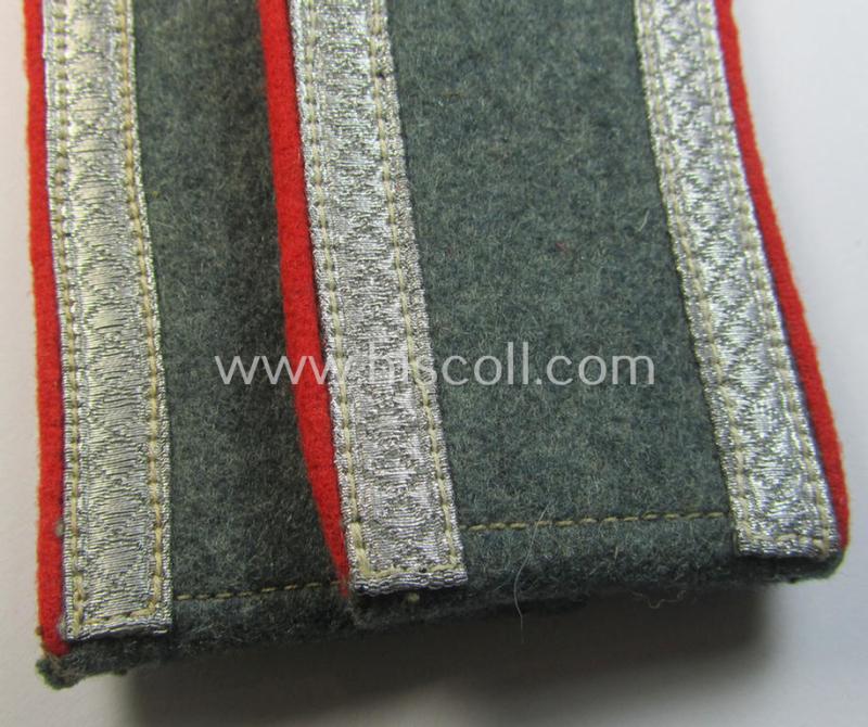 Attractive - and fully matching! - pair of WH (Heeres) early- (ie. mid-) war-period- (ie. 'M40'- ie. 'M43'-pattern), 'standard-issued' NCO-type shoulderstraps as was intended for an: 'Unterwachtmeister eines (Sturm)Art.-Abts. o. Rgts.'