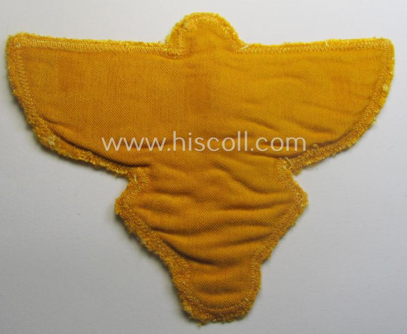 Unusual, bright-yellow-coloured: N.S.F.K.- (or: 'National Socialistisches Flieger Korps') sports-shirt breast-eagle being a nicely 'BeVo'-woven- (and carefully 'cut-out'!) example