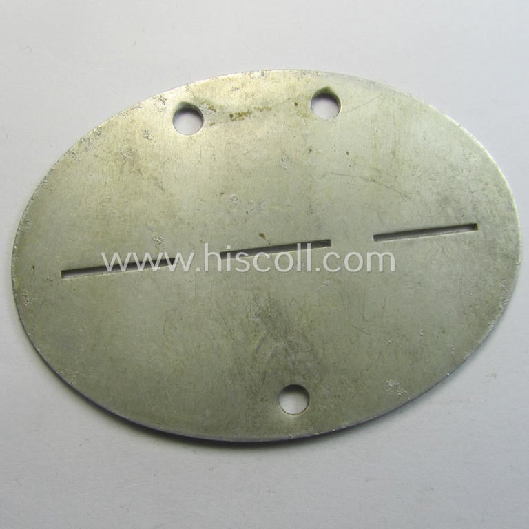 Aluminium-based, WH (Heeres) 'Panzer-Nachrichten'-related ID-disc bearing the clearly stamped unit-designation that reads: '5./Pz.N.E.A. 82' and that comes as issued and/or worn