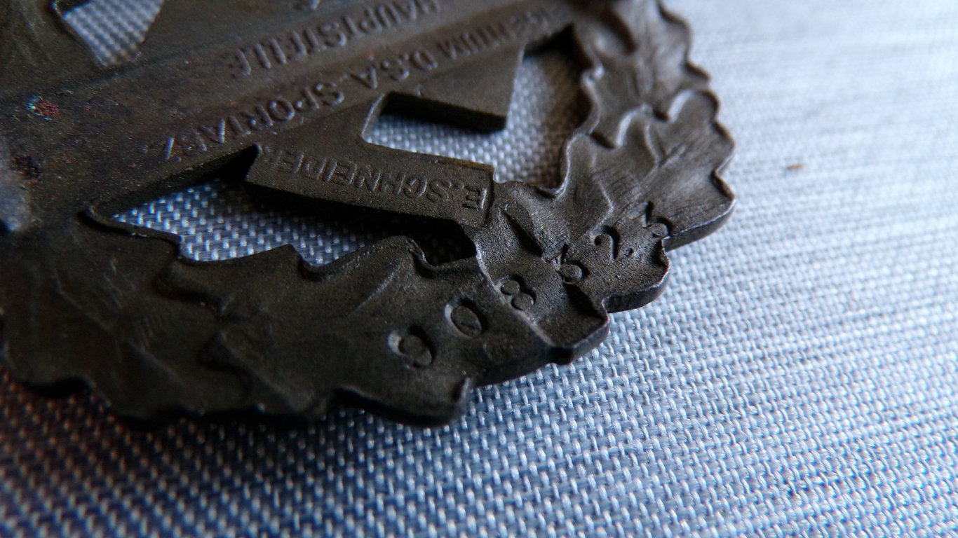 SA Sports Badge in Bronze E. Schneider & Numbered