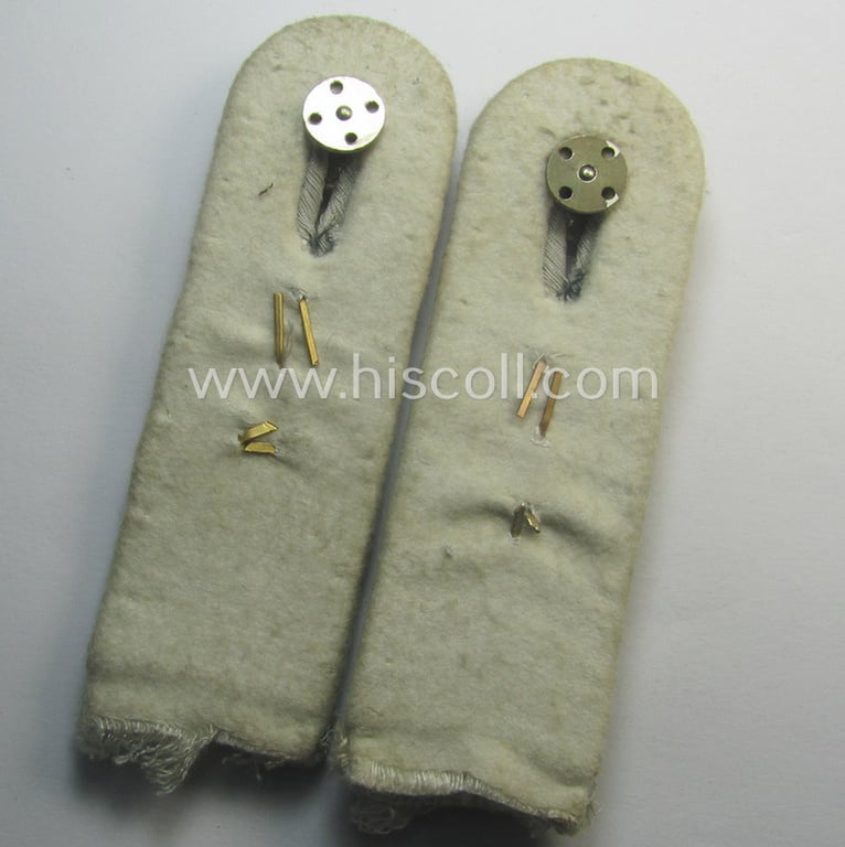 Minimally worn pair of neatly 'cyphered', WH (Heeres) officers'-type shoulderboards as was intended for usage by a: 'Leutnant der Infanterie-Trpn. u. Mitglied der Unteroffizierschule Deggendorf'
