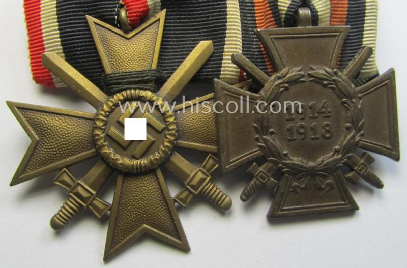 WWI- (ie. TR-) period: 'Doppelspange' showing resp. a: 'KvK II. Kl. Mit Schw.' and a: 'FKK 1914-18 mit Schw.'