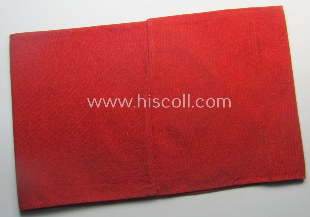 N.S.K.K.-related party-armband (ie. 'Armbinde') being of the 'party woven'-pattern (and showing two clear ink-stamps that both read: 'Nat. Soz. Kraftfahrkorps - Kraftf.Sturm 17/K 38 - Merseburg')