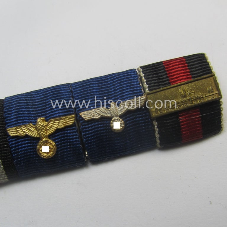 4-pieced, WWII- (ie. TR-) period ribbon-bar (ie. 'Feld- o. Bandspange') showing various WWII-period awards (amongst which a Czech 'Anschluss'-medal with attached tiny but very detailed 'PB'-bar!)