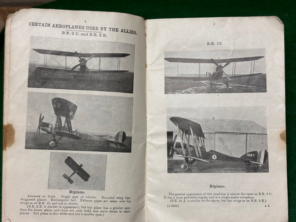Original 1916 Pamphlet Silhouettes of Airplanes and Airships