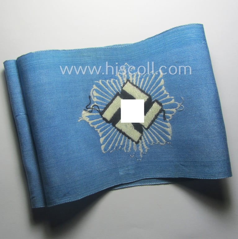 Light-blue-coloured and neatly 'BeVo'-woven, so-called: RLB (or: 'Reichsluftschutzbund') 'Amtsträger'-armband depicting the typical 'RLB'-logo (without lettering)