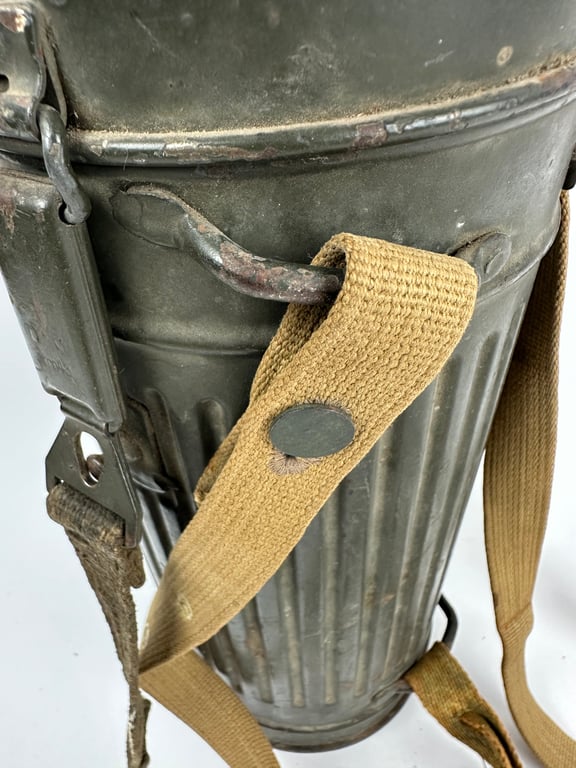 WW2 German Gas Mask & Canister With Cleaning Cloth , Spring & Spare Lenses