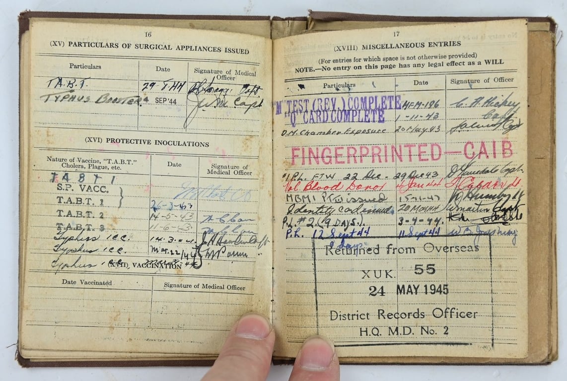 Canadian WW2 Service Book 'Russell Thompson' Canadian Queens Own Rifles