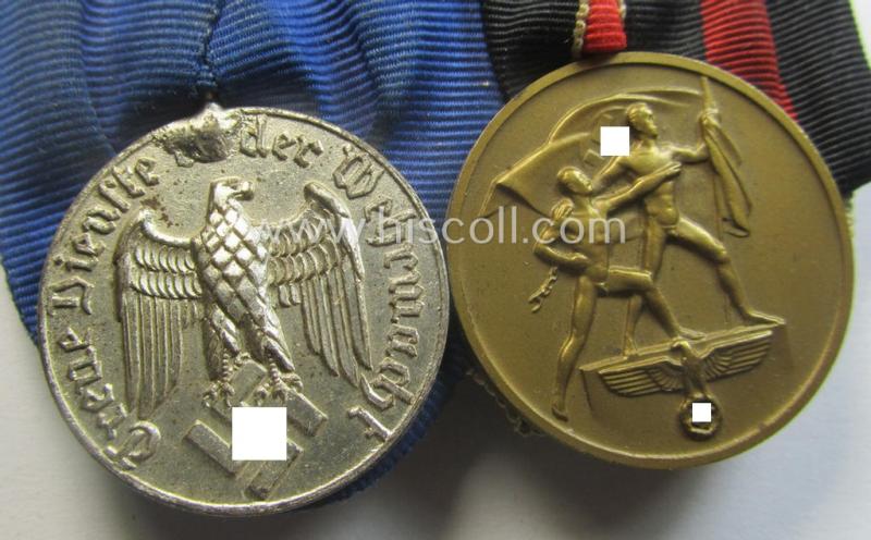 WH (LW) medal-bar (ie.: 'Doppelspange') resp. showing a: 'WH-DA 4. Stufe' and a Czech 'Anschluss'-medal