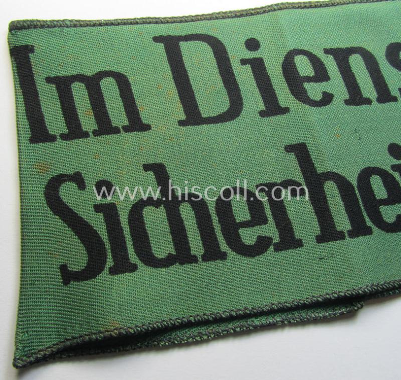 EM- (ie. NCO-) type armband as was intended for usage by a member who served within the 'Sicherheitsdienst'- (ie. 'SD'-) related so-called: 'Schützmannschaften' (ie. 'Schuma')