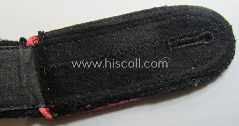 Single, Waffen-SS, NCO-type shoulderstrap as piped in the bright-pink-coloured branchcolour as was intended for usage by an: 'SS-Unterscharführer' who served within the: 'SS-Panzer-Truppen'