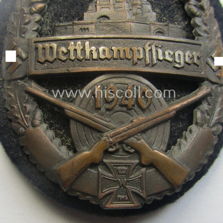 Bronze-toned (and I deem 'Cupal'-based!) 'Kyfhäuserbund Schiessauszeichnung' depicting the 'Kyfhäuser'-monument and text: 'Wettkampfsieger 1940'