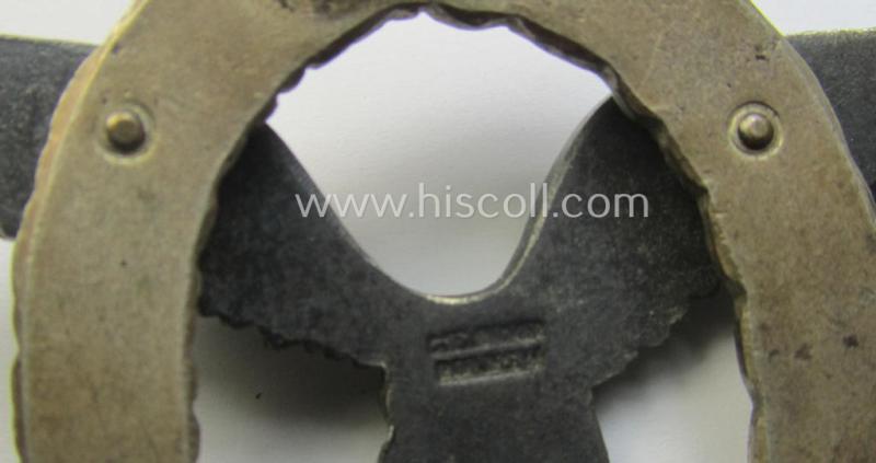 Early- (ie. pre-) war-period- and/or: 'Buntmetall'- (ie. 'Tombak'-) based: WH (Luftwaffe) 'Flugzeugführerabzeichen' (or: pilots-badge) being a maker- (ie. 'C.E. Juncker'-) marked example of the 'J2'-pattern