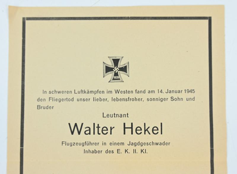 German LW Deathcard 'Walter Hekel'