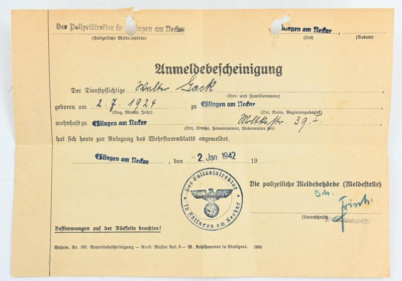 German KM Grouping Walter Gack