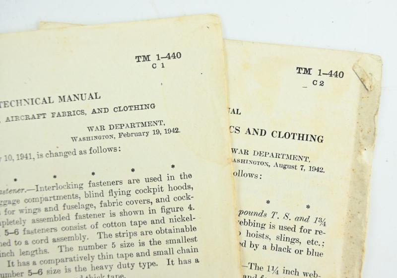 US WW2 Technical Manual TM 1-440 Parachutes, Aircraft Fabrics and Clothing.