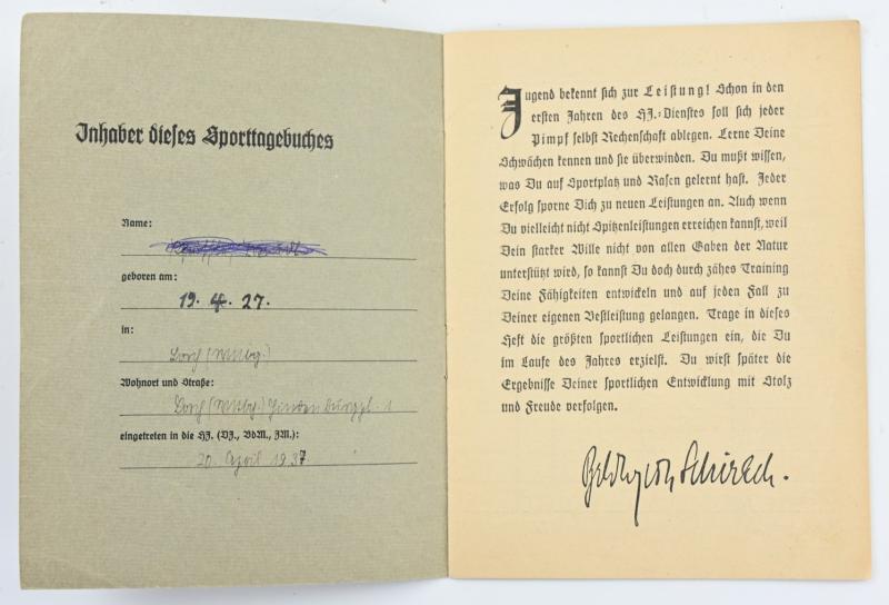 German Hitler Youth Sports Notebook