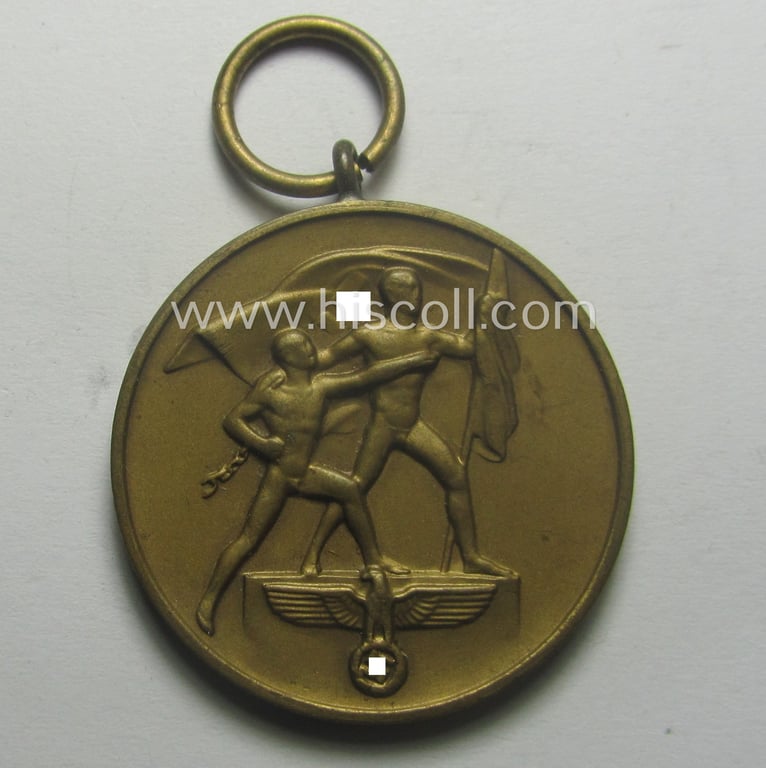 WH Czech-occupation- (ie. 'Anschluss'-) medal: '1. Oktober 1938' that comes stored in its period pouch by the maker: 'Katz & Deyhle - Pforzheim'
