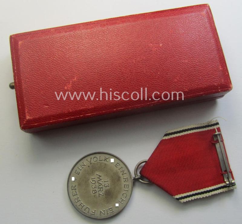 WH Austrian-occupation- (ie. 'Anschluss'-) medal: '13. März 1938' being a very attractive (and hardly tarnished) example that comes stored in its bright-red-coloured- and/or typical non-maker-marked etui as issued