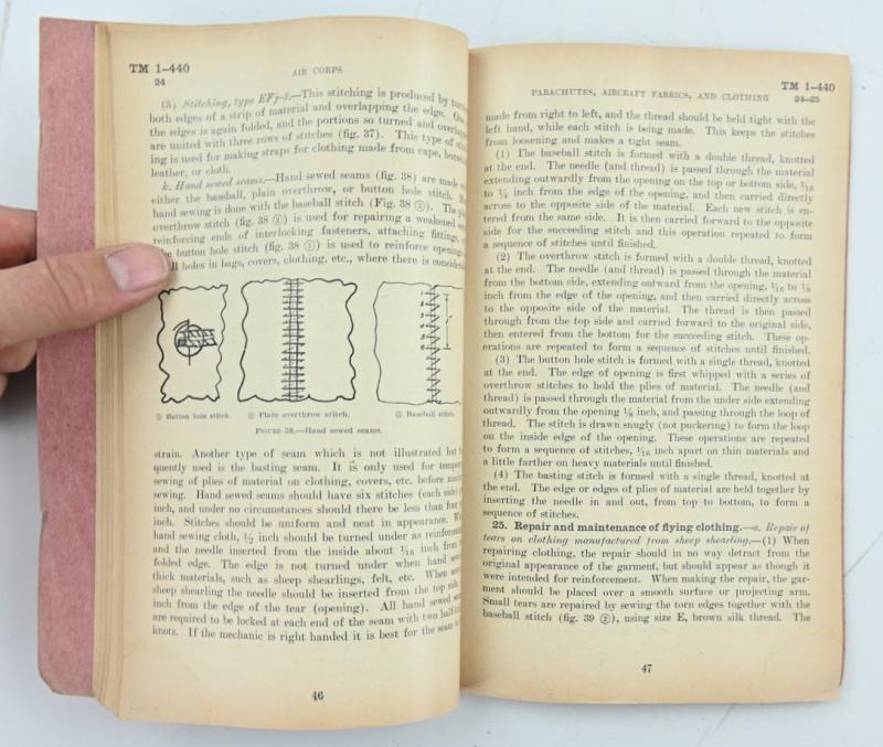 US WW2 Technical Manual TM 1-440 Parachutes, Aircraft Fabrics and Clothing.