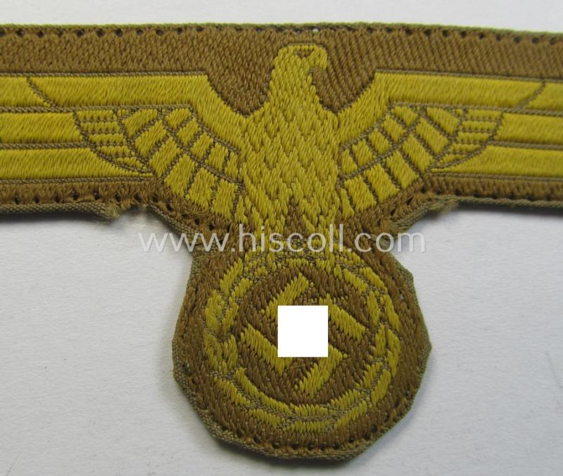 Attractive - and truly used! - WH (Kriegsmarine) 'tropical-issue' (ie. DAK or: 'Deutsches Afrika Korps'-related-) breasteagle, as executed in neat so-called: 'BeVo'-weave style that comes in a carefully tunic-removed, condition