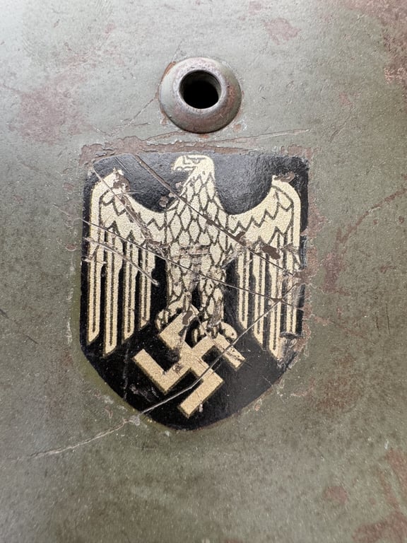 Wehrmacht Heer Untouched M35 Double Decal Helmet – ET68 – 1937 Liner