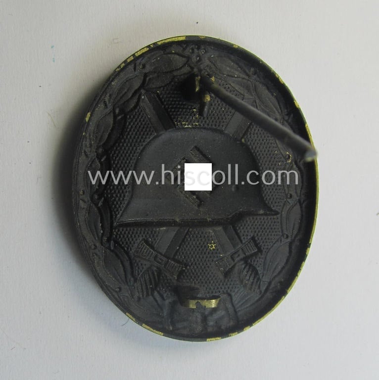 Minimally used- and/or hardly worn black-class wound-badge (or: 'Verwundeten-Abzeichen in Schwarz') being a typical non-maker-marked (and non-magnetic!) example