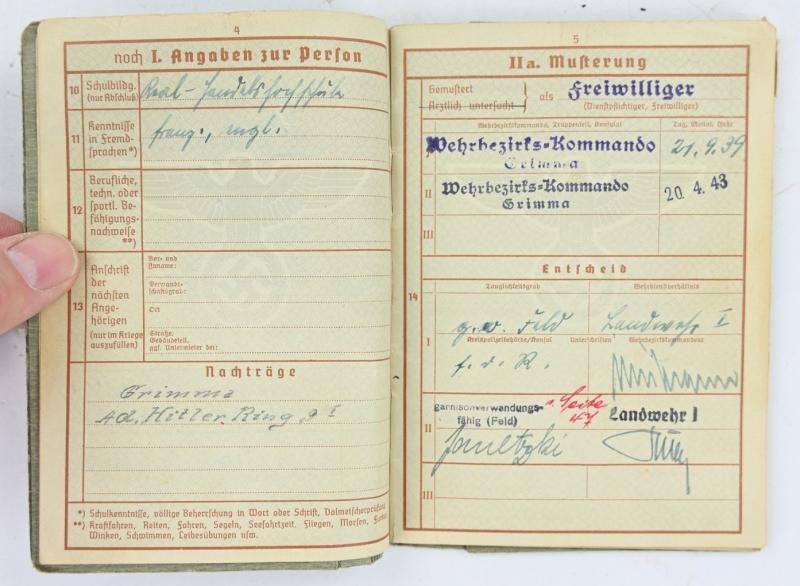 German WH Wehrpass 'Willy Wiebach'