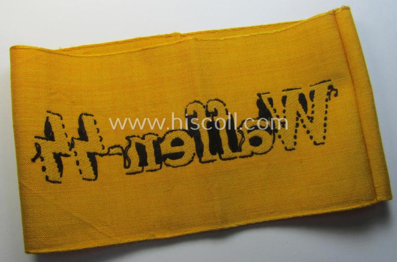 Golden-yellow-coloured- and/or linnen-based armband (ie. 'Armbinde') entitled: 'Waffen-SS'