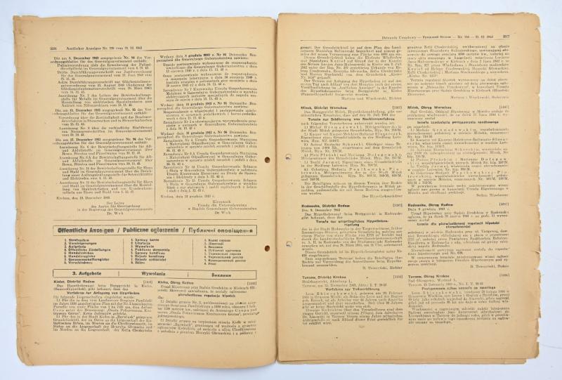 German Generalgoverment Newspaper 'Amtlicher Anzeiger'