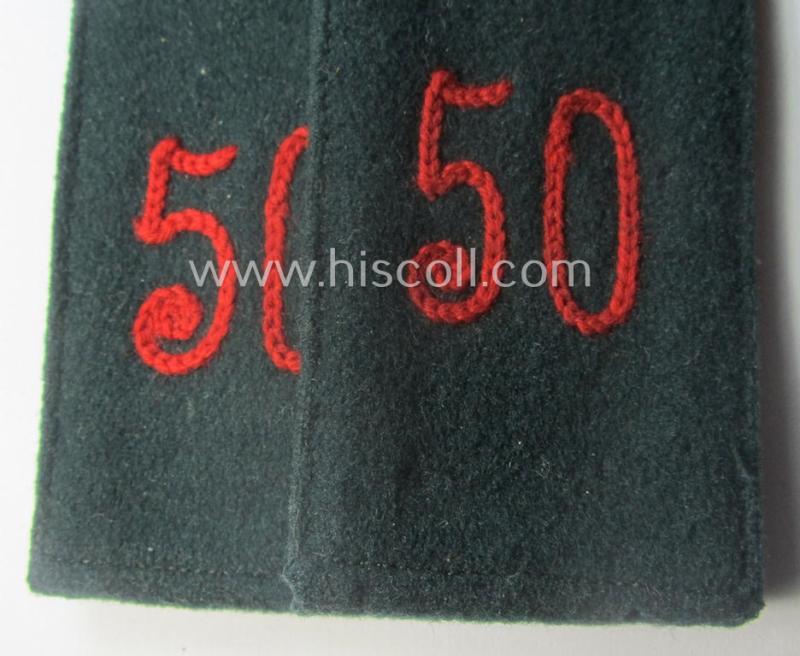 Pair of early- (ie. pre-) war-period, WH (Heeres) 'M36'- (ie. 'M40'-) pattern 'cyphered' (pointed-styled!) EM-type shoulderstraps as intended for an: 'Soldat u. Mitglied des Artillerie-Rgts. 50'