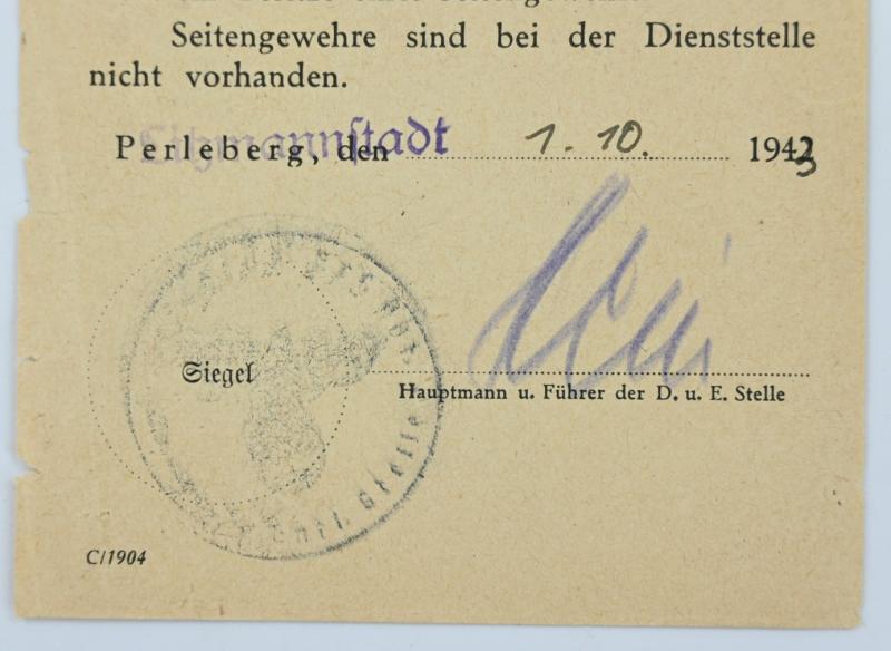 German WH Feldgendarmerie Certificate