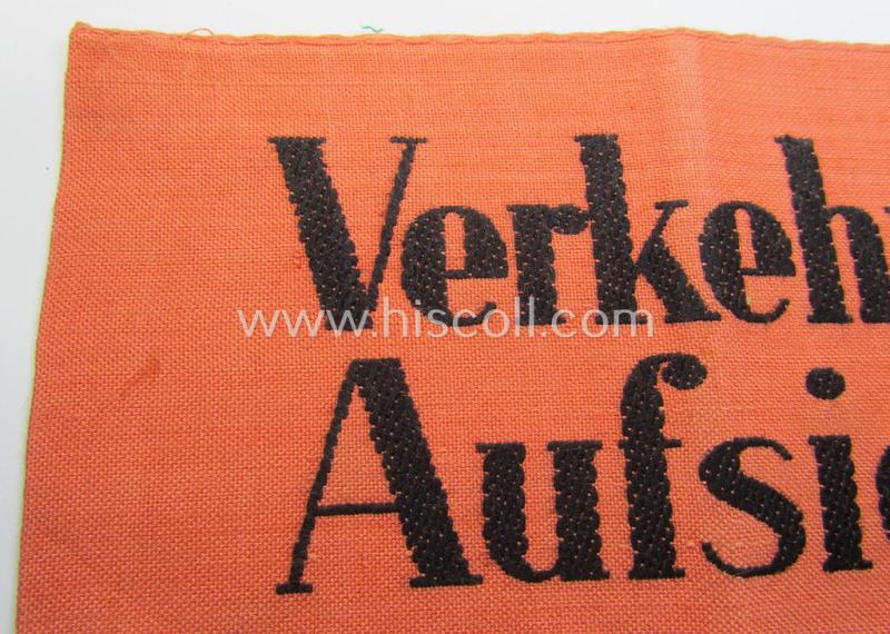 WH (Heeres) related armband (ie. 'Armbinde') entitled: 'Verkehrs-Aufsicht' (being of the 'partly-woven'-type in a technique similar to the 'BeVo'-weave pattern)