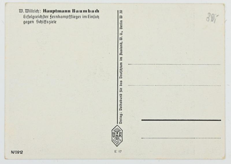 German Willrich Postcard 'Major Baumbach'