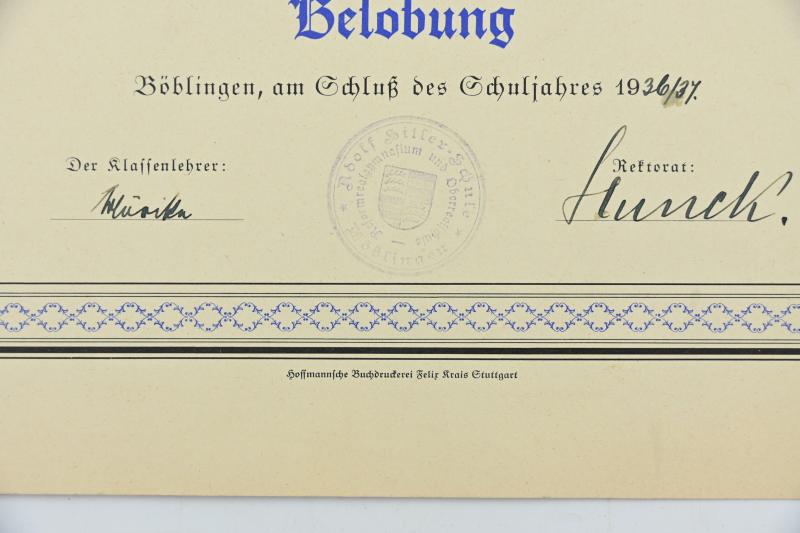 German Third Reich Certificates 'Adolf Hitler Schule'