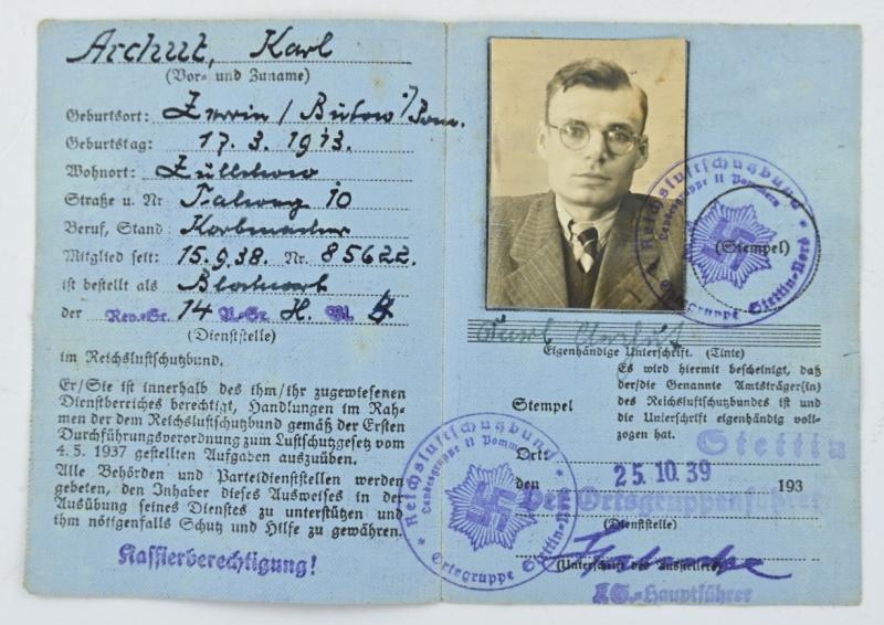 German Third Reich Paper Document set 'Stettin'
