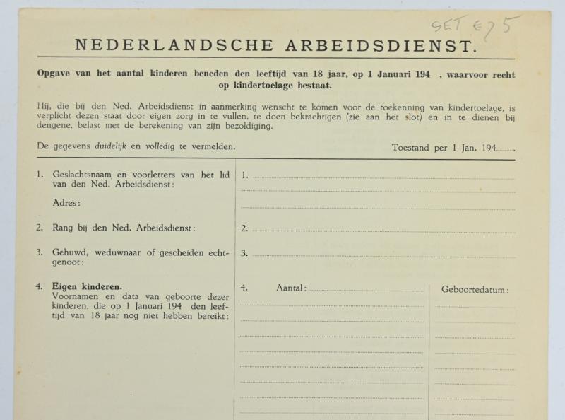 Dutch NAD Enlistment Paper